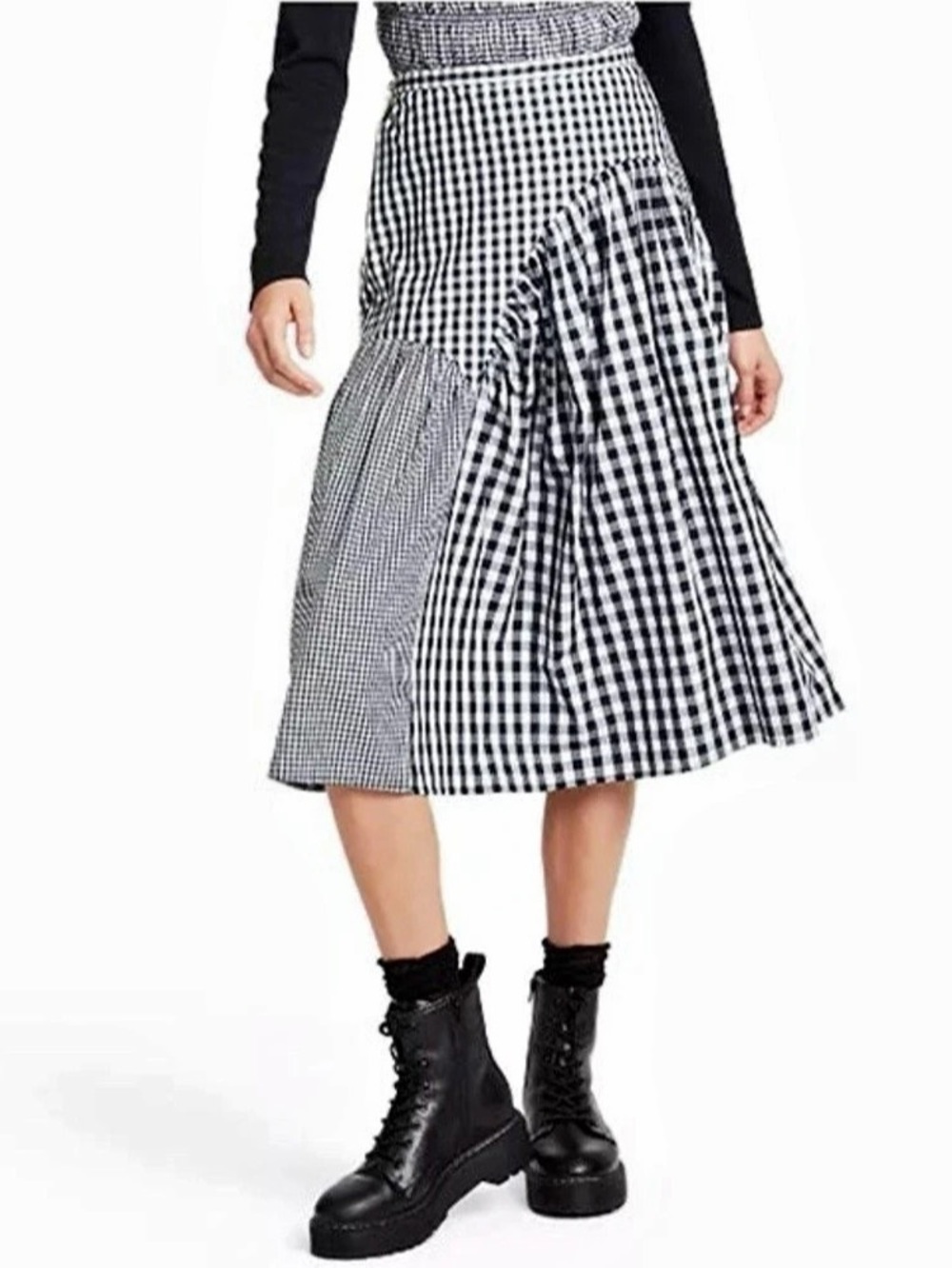 Sandy Liang x Target Checkered Midi Skirt in Black & White Size 14